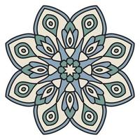 mandala fofa. flor redonda ornamental doodle isolada no fundo branco. ornamento decorativo geométrico em estilo oriental étnico. vetor