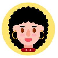 avatar de design plano de menina usando brinco e cabelo encaracolado para foto de perfil vetor