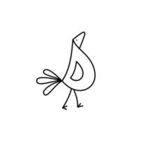 vetor monoline bonito pássaro linha arte contorno logotipo ícone sinal símbolo conceito de design. ilustração escandinava