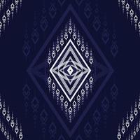 design de textura tradicional de padrão étnico geométrico e padrão azul escuro para tapete, papel de parede, roupas, embrulho, batik, tecido, roupas, moda, em estilo de bordado de ilustração vetorial vetor