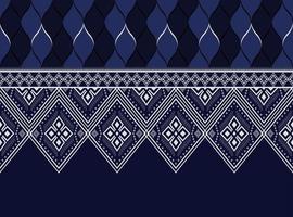 padrão étnico geométrico azul escuro para fundo ou papel de parede e roupas, saia, tapete, papel de parede, roupas, embrulho, batik, tecido, roupas, com vetor de triângulo azul escuro, ilustração