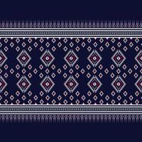 triângulo de bordado de textura étnica geométrica em fundo azul escuro ou papel de parede e roupas, saia, tapete, papel de parede, roupas, embrulho, batik, tecido, vetor de textura de pontos amarelos, estilos de ilustração