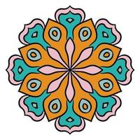 mandala fofa. flor redonda ornamental doodle isolada no fundo branco. ornamento decorativo geométrico em estilo oriental étnico. vetor