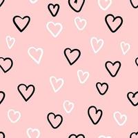 doodle coração abstrato pastel sem costura padrão. fundo romântico rosa. vetor