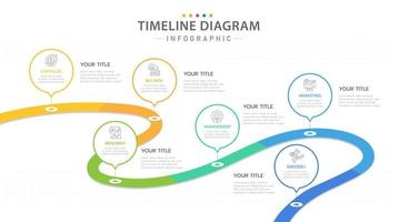 modelo de infográfico para negócios. Diagrama de linha do tempo moderno de 6 etapas com conceito de viagem rodoviária, infográfico de vetor de apresentação.