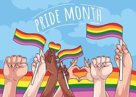 mês do orgulho festividade bandeira do arco-íris vetor