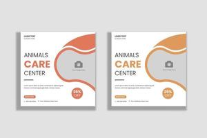 mídia social de centro de cuidados com animais e modelo de banner da web vetor