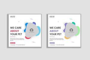 banner de mídia social abstrato de cuidados com animais de estimação e modelo de banner da web vetor