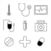 conjunto de ícones de vetor de linha hospitalar