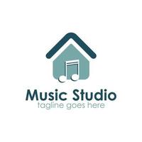 modelo de design de logotipo de estúdio de música com ícone de casa, simples e único. perfeito para negócios, empresa, loja, mercado, celular, aplicativo, etc. vetor