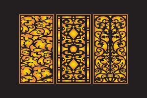 modelo de ouro de painéis de corte a laser de padrão abstrato floral cortado e vinco decorativo vetor