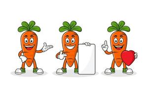 definir coleção de ilustração de design de personagem de desenho animado de mascote de cenoura vetor