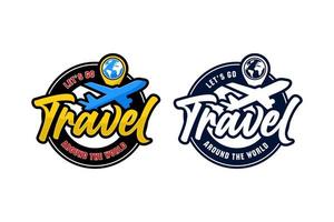 vamos viajar ao redor do mundo conjunto de logotipos de design vetorial vetor