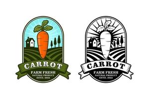 coleção de logotipo de design de produto natural fresco de fazenda de cenoura