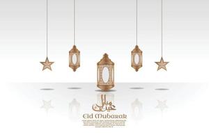 modelo de eid mubarak islâmico branco e simples com ornamento realista vetor