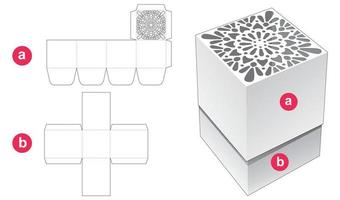 caixa quadrada e modelo de corte e vinco de tampa de mandala estampada vetor