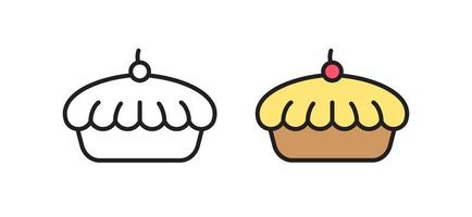 ícone de torta de cereja. ilustração em vetor de cozimento. símbolo linear.