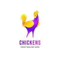 design de logotipo de frango colorido. animal de logotipo de estilo gradiente vetor