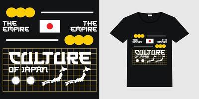 vetor em estilo abstrato urbano japonês para design de t-shirt ou cartaz - o império, cultura do japão. design de t-shirt de desgaste urbano japonês com ilustração de maquete de t-shirt preta.