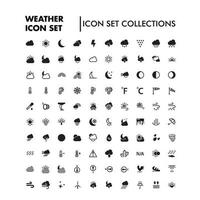 coleção de vetores de 100 ícones sólidos pretos do tempo