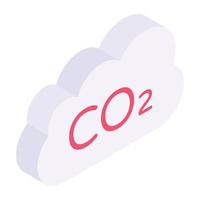 ícone editável isométrico de dióxido de carbono vetor