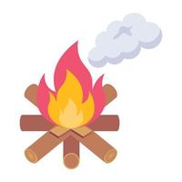 um ícone de vetor isométrico de poluição por fogo