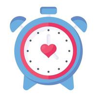 um ícone plano personalizável de alarme de dia dos namorados vetor