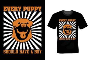 design de camiseta de cachorro, vintage, tipografia vetor
