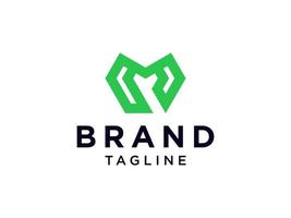 abstrato letra inicial m logotipo. estilo de origami de forma geométrica verde isolado no fundo branco. utilizável para logotipos de negócios e branding. elemento de modelo de design de logotipo de vetor plana.