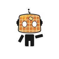 waffle bot logotipo desenho animado robô de ilustração vetor