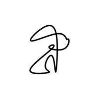 design de logotipo de coelho de arte de linha abstrata vetor