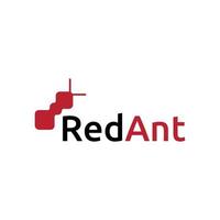 design de logotipo de tecnologia de formiga vermelha vetor
