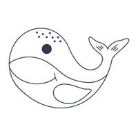 ilustração em vetor de personagem de bebê baleia marinha