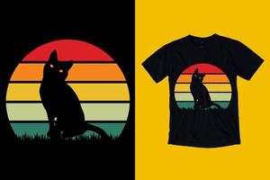 design de camiseta de gato retrô vintage para design de camiseta de gato vetor