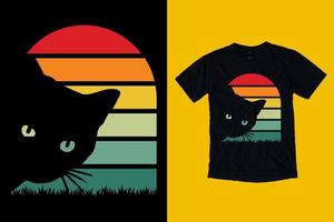 design de camiseta de gato retrô vintage para design de camiseta de gato vetor