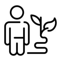 pessoa com folhas, conceito de ícone de linha ecológica vetor