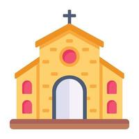 local de culto, ícone plano da igreja vetor