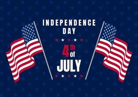 4 de julho - fundo do dia da independência com acenando bandeiras americanas vetor