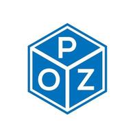 design de logotipo de carta poz em fundo preto. poz conceito de logotipo de carta de iniciais criativas. design de carta poz. vetor