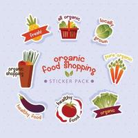 pacote de adesivos de compras de alimentos orgânicos vetor