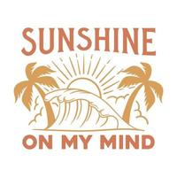 sol em minha mente design de camiseta, design de camiseta vintage verão paraíso praia