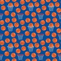 padrão de basquete. fundo de esportes sem costura com bolas laranja e aros de cesta. ilustração vetorial plana