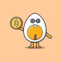 empresário de sucesso de ovo cozido segurar moeda de ouro vetor