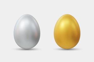 ilustração vetorial de ovos de prata de ouro realista 3D vetor