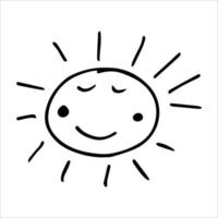 doodle sorriso sol vetor