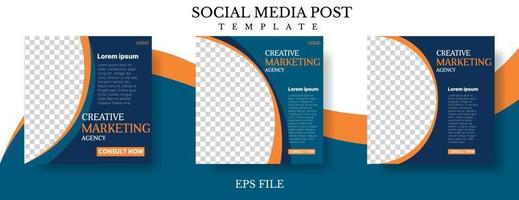 design de modelo de postagem de mídia social de agência de marketing digital. design de vetor de promoção de negócios
