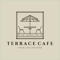 terraço café linha arte logotipo design de modelo de ilustração vetorial minimalista. café de restaurante de comida de rua para negócios de conceito de crachá de logotipo vetor