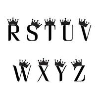 conjunto de letras de r a z, com desenho de coroa vetor