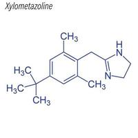 fórmula esquelética vetorial de xilometazolina. molécula química da droga vetor