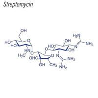 fórmula esquelética vetorial da estreptomicina. molécula química da droga. vetor